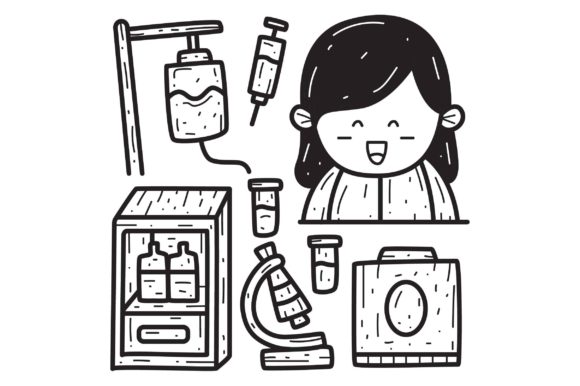 Coloring Nurse Cartoon Doodle