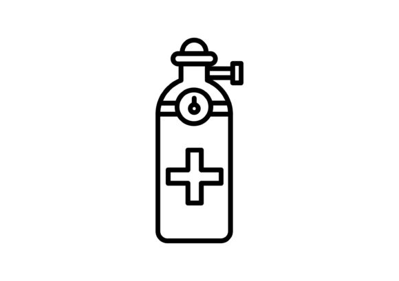 Medical Gas Cylinder Line Icon Design Graphics