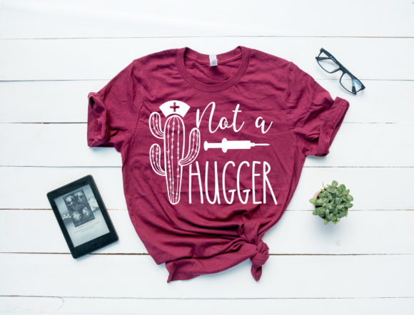 Nurse Not a Hugger Saying Cactus Graphics