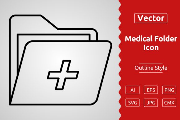 Vector Medical Folder Outline Icon Design