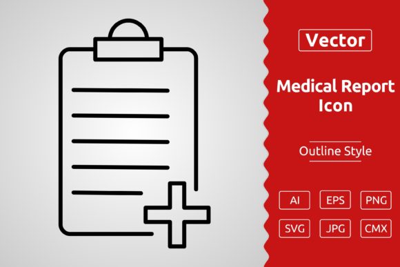 Vector Medical Report Outline Icon Graphics